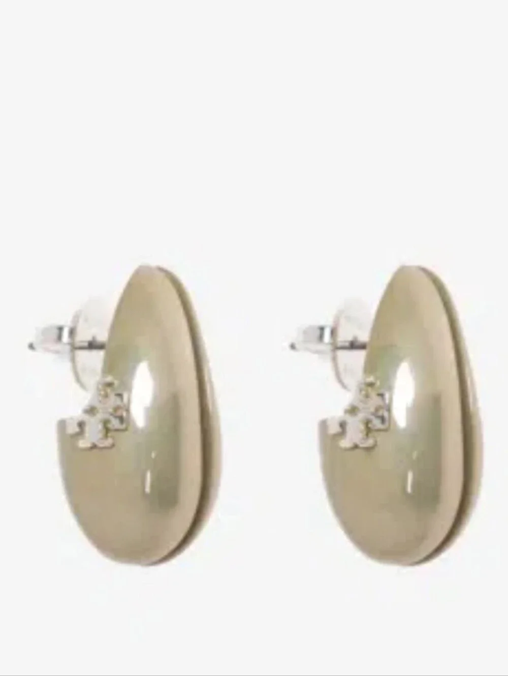 TORY BURCH Small Wave Logo Earrings In Green
